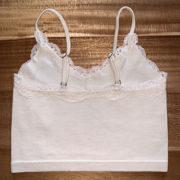 Wild Fable Junior Ribbed Seamless Lace Trim Bralette Top Off White Size XS - Picture 4 of 7